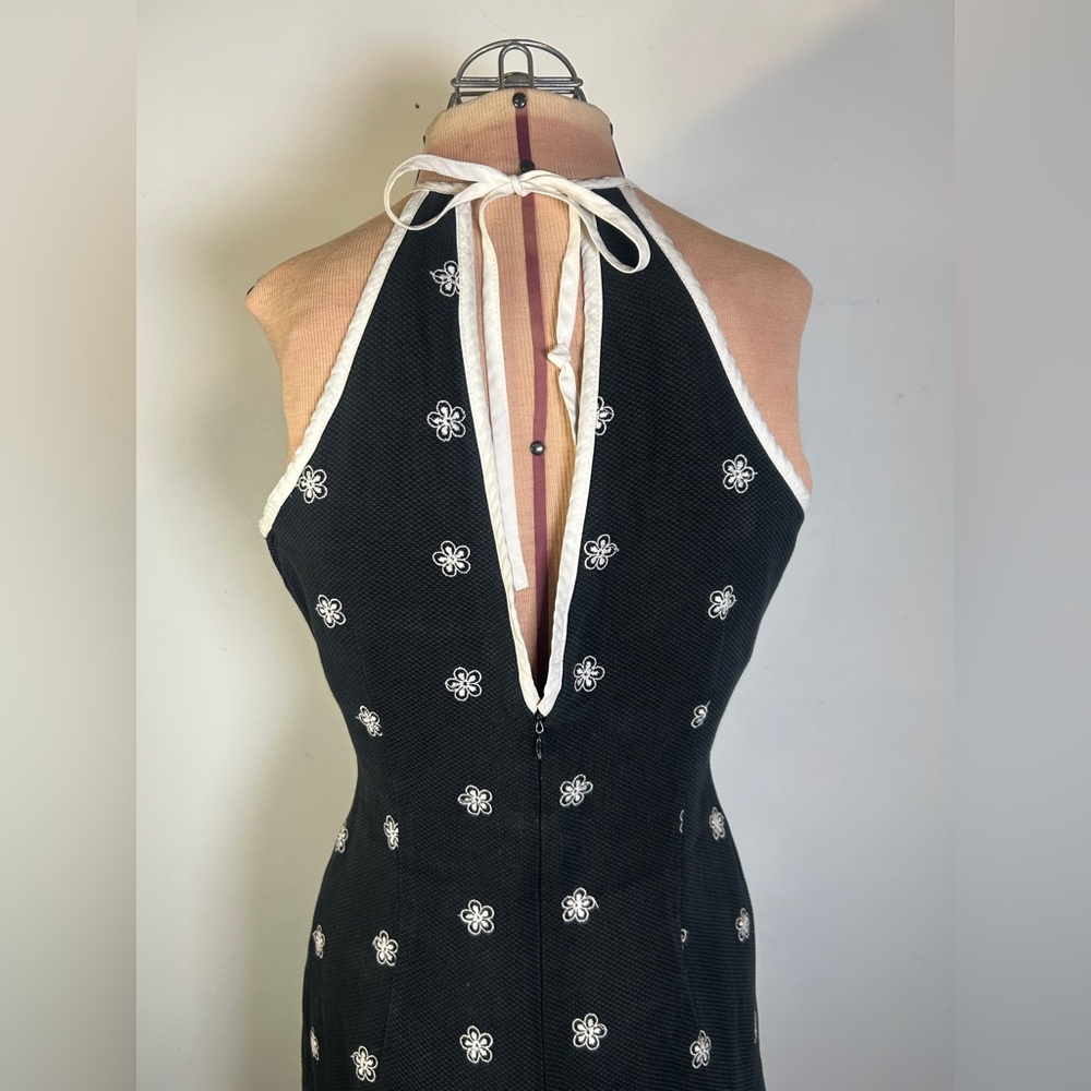 Vintage Laundry by Shelli Segal Black and White Daisy Halter Dress Size 8 - Picture 7 of 12